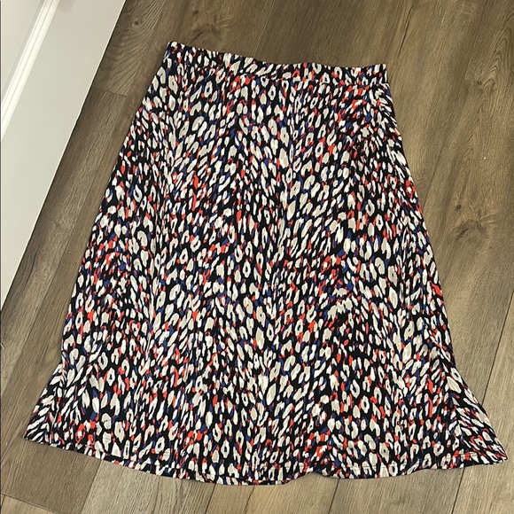 Evan Picone Black Label Black Blue Red A-Line Midi Pull On Skirt Size Large - Picture 1 of 7